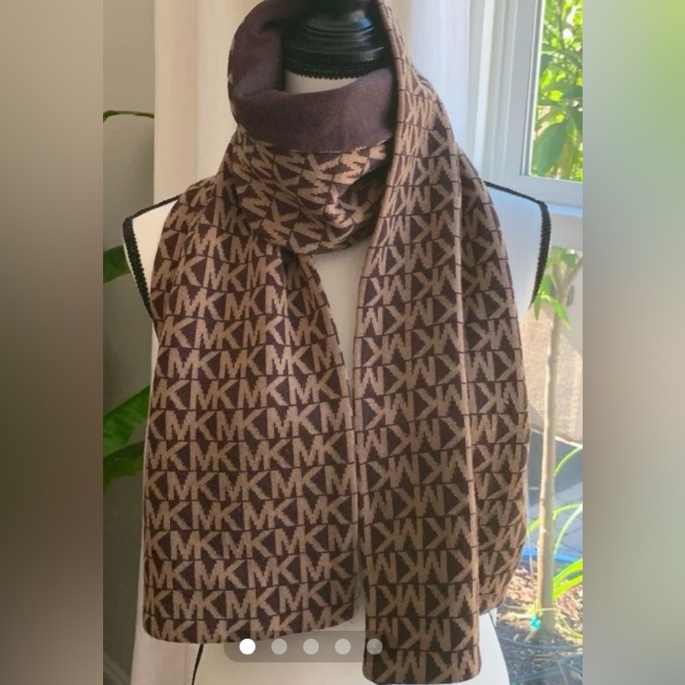 Michael Kors Brown Logo Scarf and Hat set
